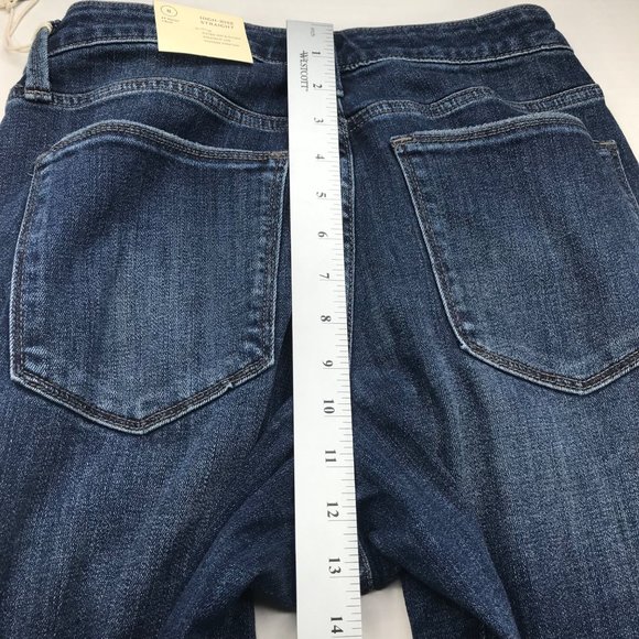 Universal Thread Women's 8 Crop High Rise Straight Dark Wash Blue Jeans New - Picture 13 of 15